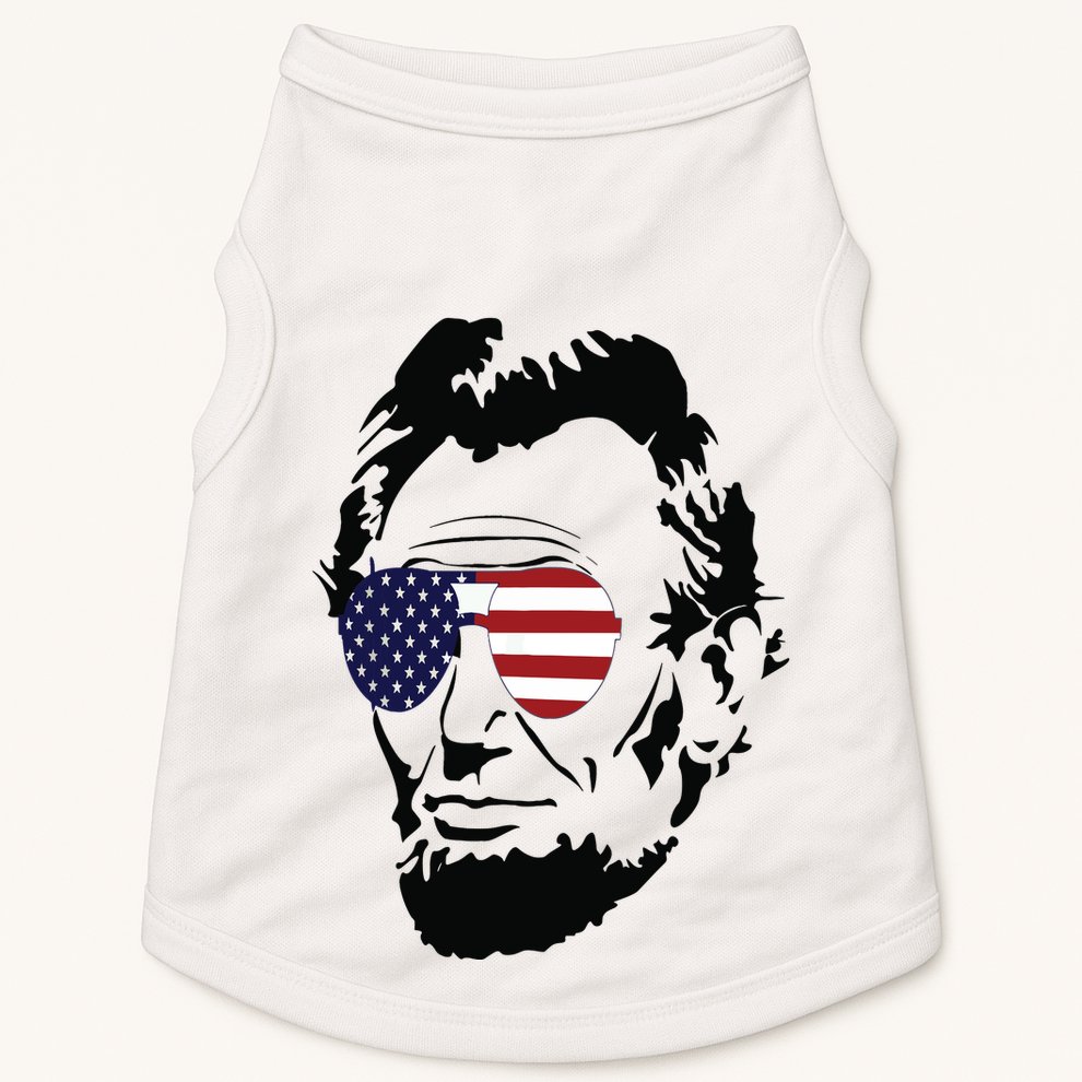 Funny Patriot Merica Abe Lincoln Americana Doggie Tank