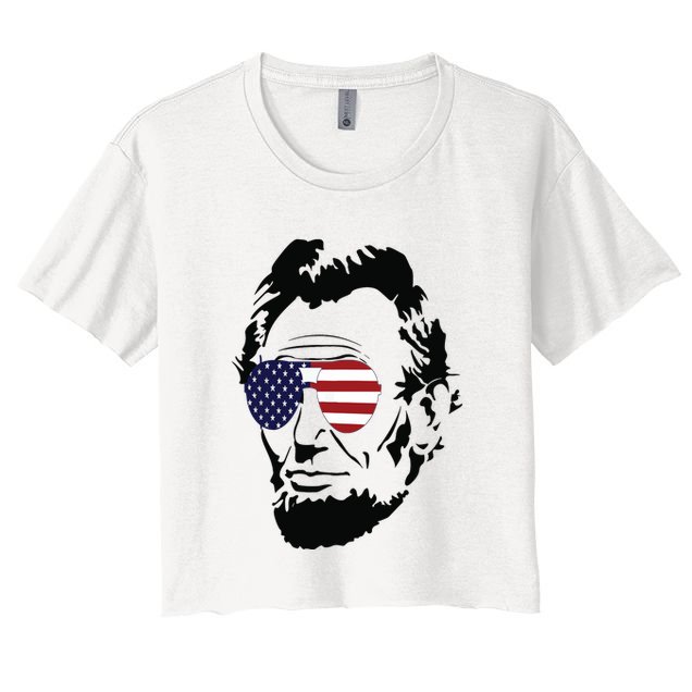 Funny Patriot Merica Abe Lincoln Americana Crop Top