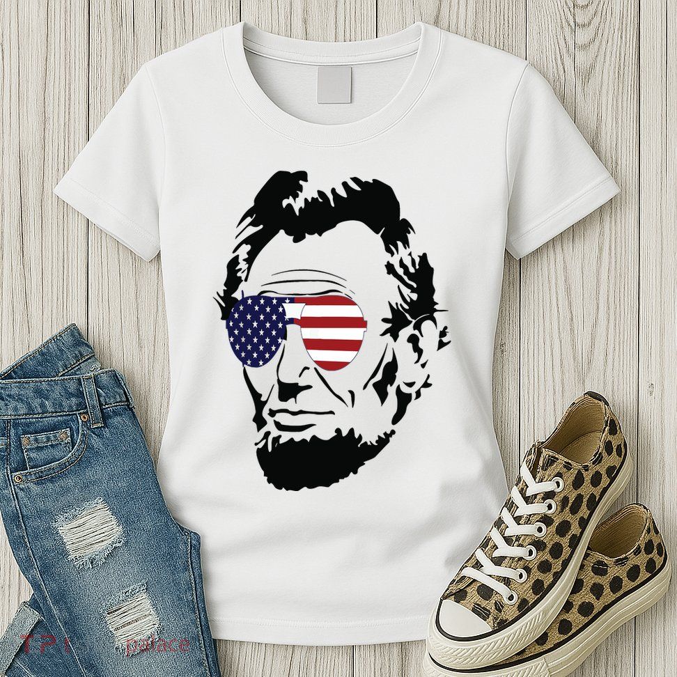 Funny Patriot Merica Abe Lincoln Americana Womens T-Shirt