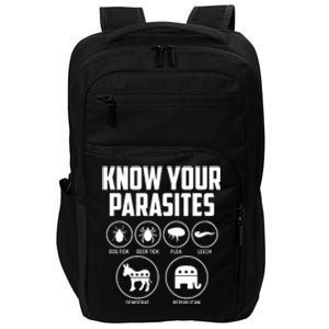 Funny Political Meme Know Your Parasites Impact Tech Backpack