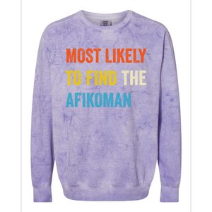 Funny Passover Most Likely To Find The Afikoman Colorblast Crewneck Sweatshirt