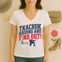 Florida P.A.N.T.H.E.R.S Matthew Tkachuk Around And Find Out Women's V-Neck T-Shirt