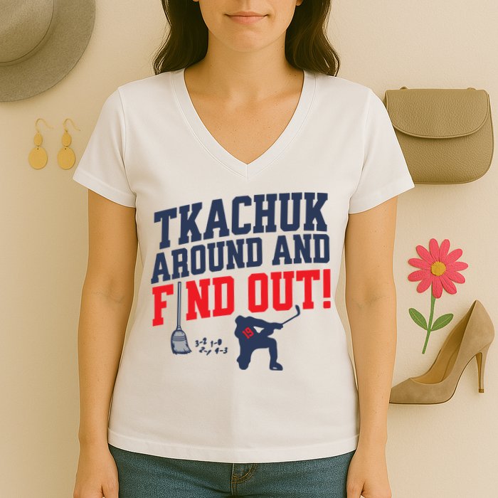Florida P.A.N.T.H.E.R.S Matthew Tkachuk Around And Find Out Women's V-Neck T-Shirt
