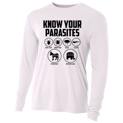 Funny Political Meme Know Your Parasites Cooling Performance Long Sleeve Crew