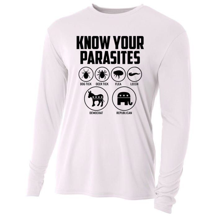 Funny Political Meme Know Your Parasites Cooling Performance Long Sleeve Crew