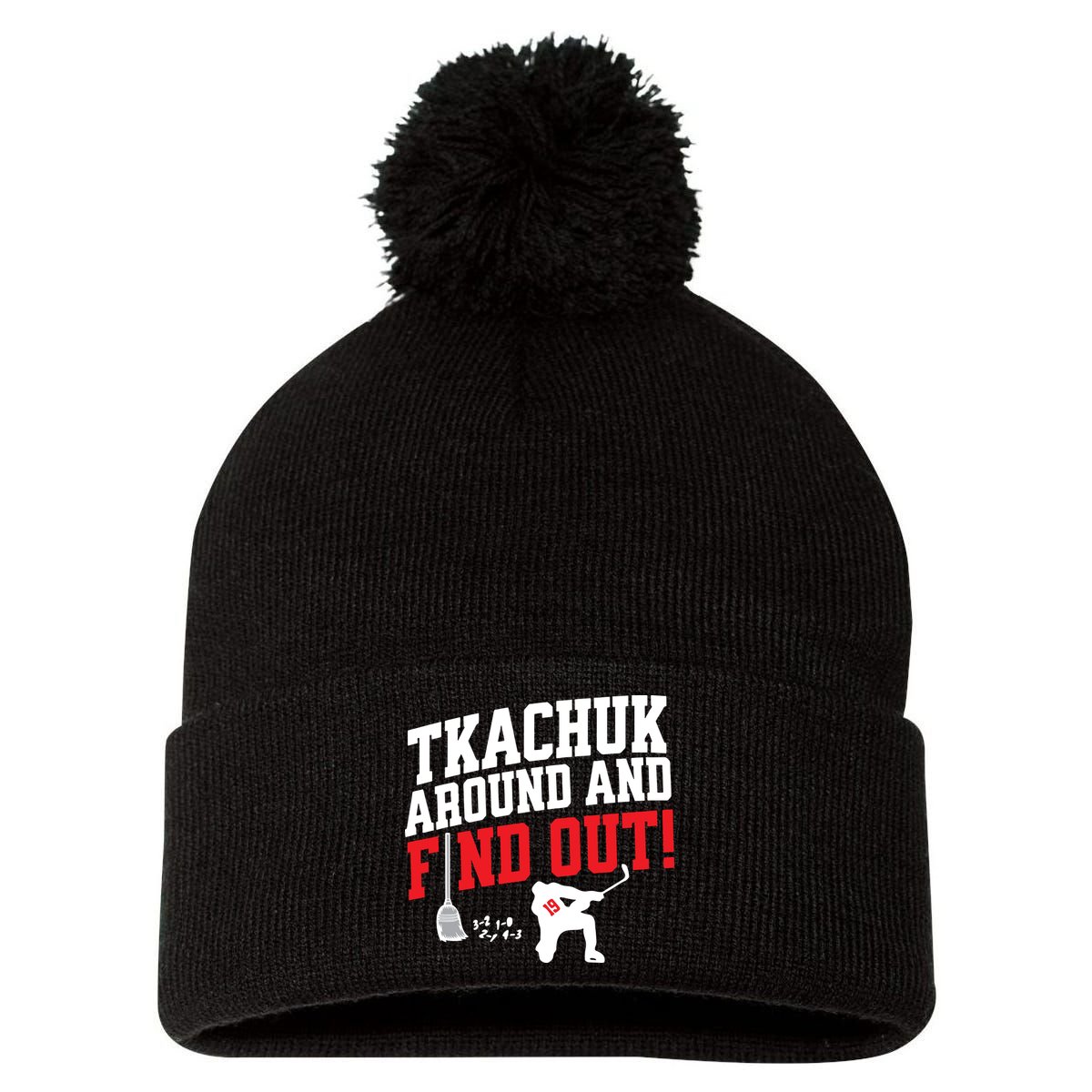 Florida Tkachuk Around And Find Out Pom Pom 12in Knit Beanie