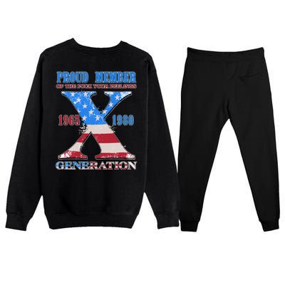 Funny Proud Member Of The Fuck Your Feelings Generation X 1965 1980 Front Back Premium Crewneck Sweatsuit Set