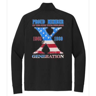 Funny Proud Member Of The Fuck Your Feelings Generation X 1965 1980 Front Back Stretch Full-Zip Cadet Jacket