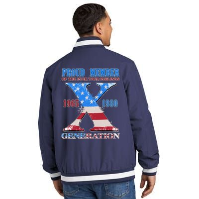 Funny Proud Member Of The Fuck Your Feelings Generation X 1965 1980 Front Back Insulated Varsity Jacket