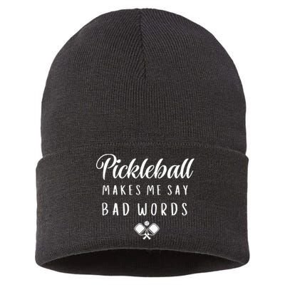 Funny Pickleball Makes Me Say Bad Words Pickleball Players Sustainable Knit Beanie