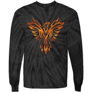 Fire Phoenix Mythical Bird Rising Born Again Tie-Dye Long Sleeve Shirt