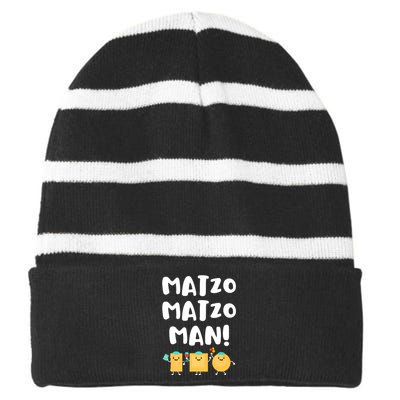 Funny Passover Matzo Matzo Man Jewish Seder Family Striped Beanie with Solid Band