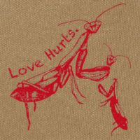 Funny Praying Mantis Retro Love Hurts Graphic Cotton Canvas Backpack