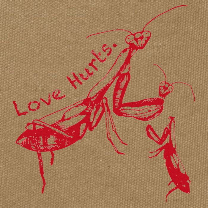 Funny Praying Mantis Retro Love Hurts Graphic Cotton Canvas Backpack