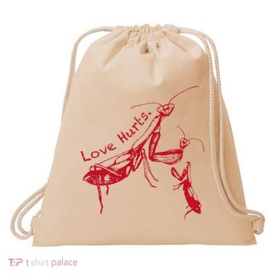 Funny Praying Mantis Retro Love Hurts Graphic Drawstring Bag