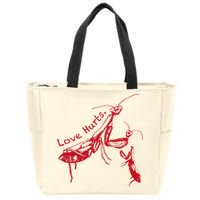 Funny Praying Mantis Retro Love Hurts Graphic Zip Tote Bag