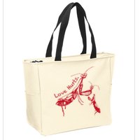 Funny Praying Mantis Retro Love Hurts Graphic Zip Tote Bag