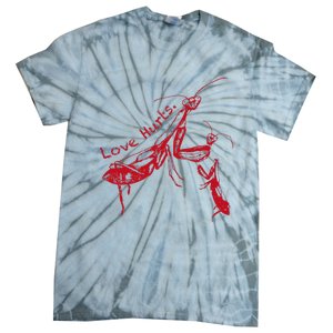 Funny Praying Mantis Retro Love Hurts Graphic Tie-Dye T-Shirt