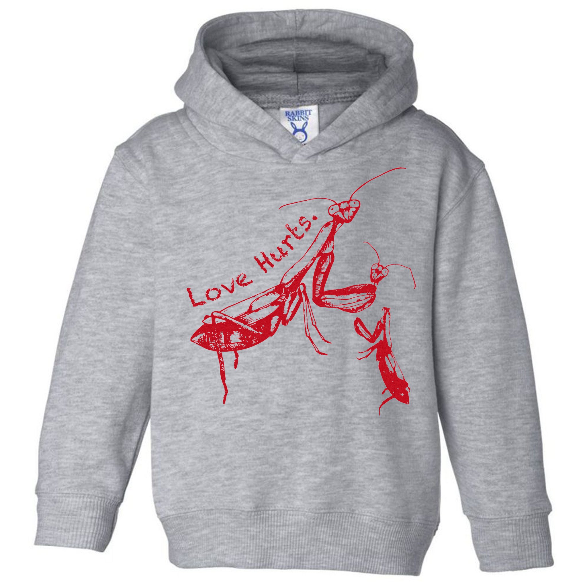 Funny Praying Mantis Retro Love Hurts Graphic Toddler Hoodie