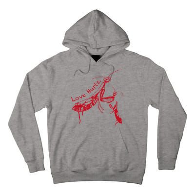 Funny Praying Mantis Retro Love Hurts Graphic Tall Hoodie