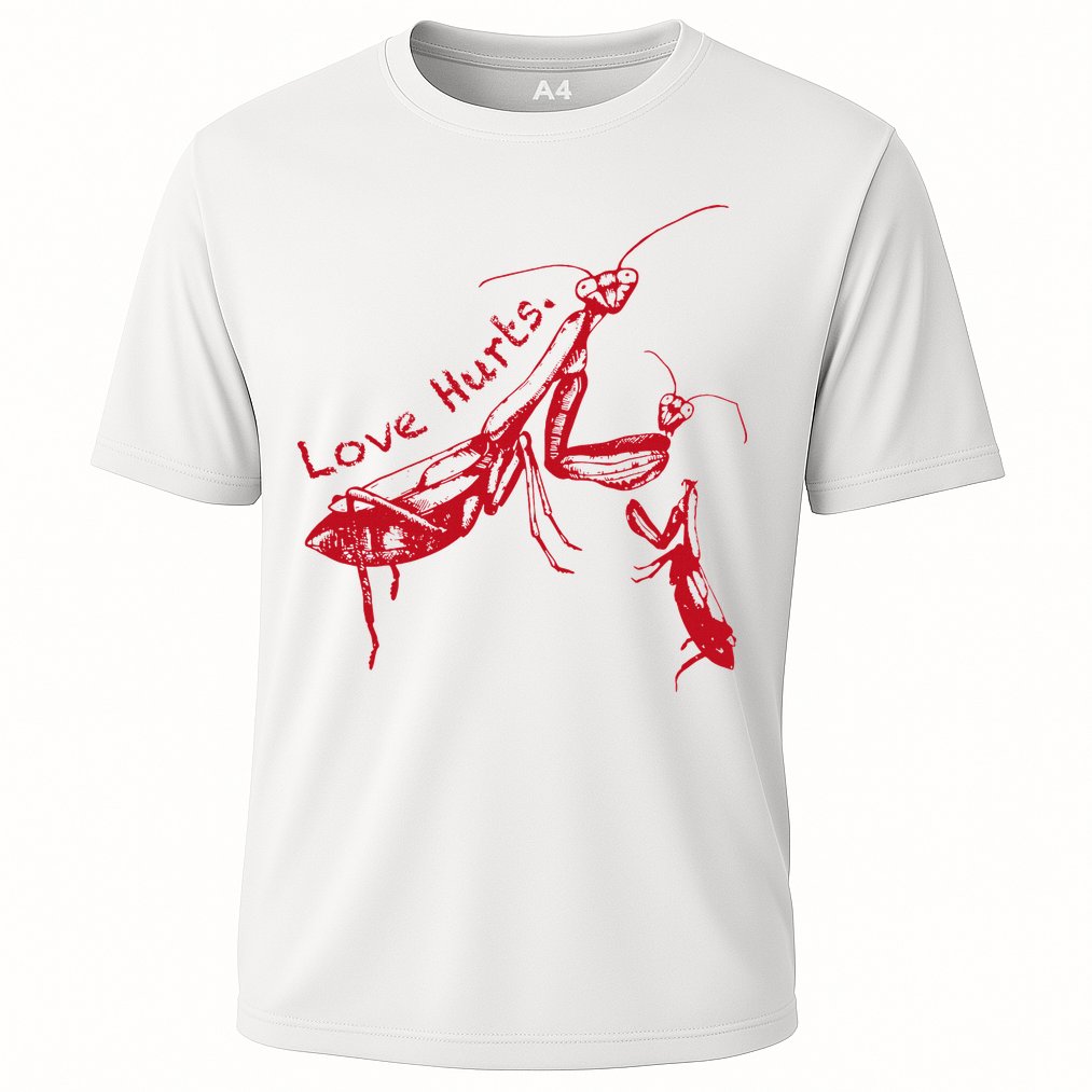 Funny Praying Mantis Retro Love Hurts Graphic Performance Shirt