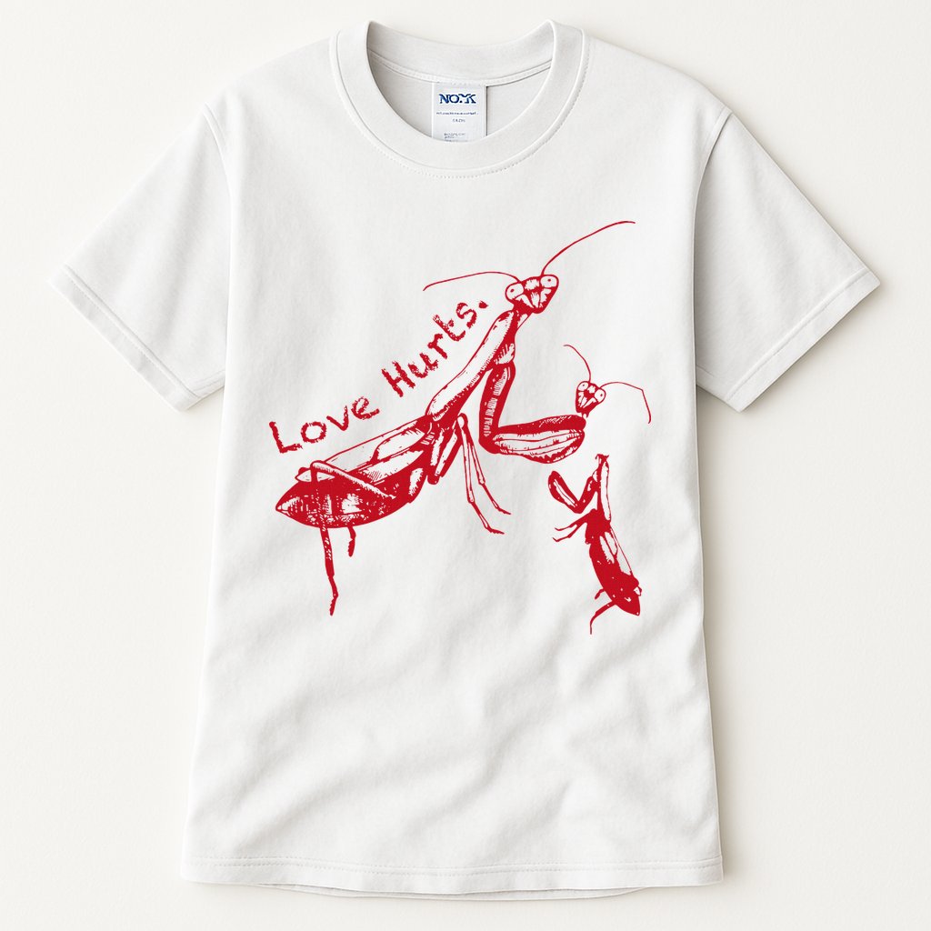 Funny Praying Mantis Retro Love Hurts Graphic Tall T-Shirt