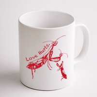 Funny Praying Mantis Retro Love Hurts Graphic Mug