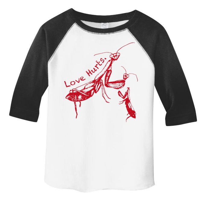 Funny Praying Mantis Retro Love Hurts Graphic Toddler Fine Jersey T-Shirt