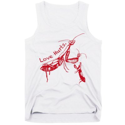Funny Praying Mantis Retro Love Hurts Graphic Tank Top