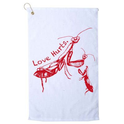 Funny Praying Mantis Retro Love Hurts Graphic Golf Towel