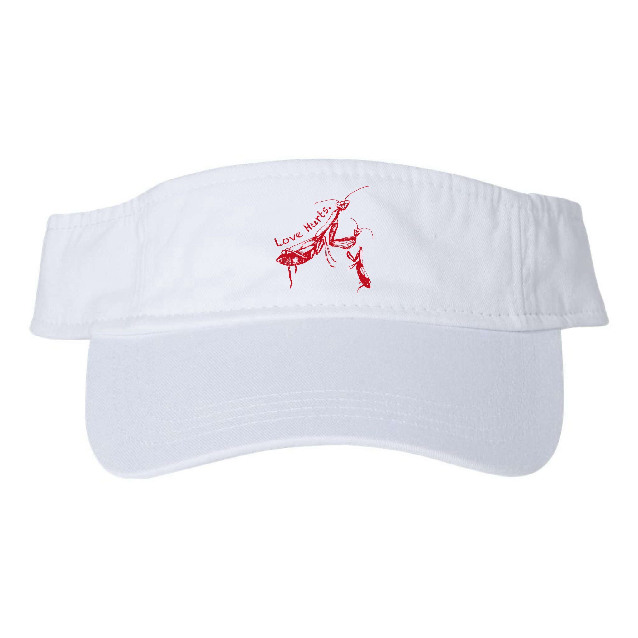 Funny Praying Mantis Retro Love Hurts Graphic Visor