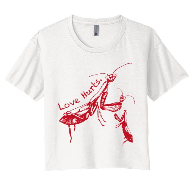 Funny Praying Mantis Retro Love Hurts Graphic Crop Top