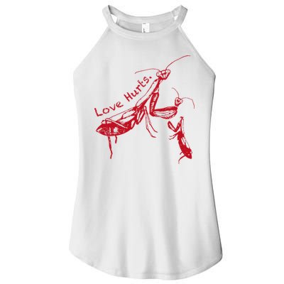 Funny Praying Mantis Retro Love Hurts Graphic Women's Perfect Tri Rocker Tank
