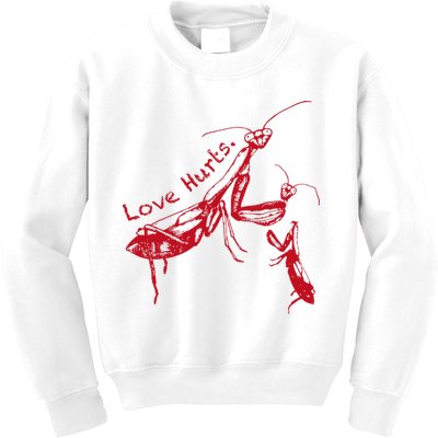 Funny Praying Mantis Retro Love Hurts Graphic Kids Sweatshirt