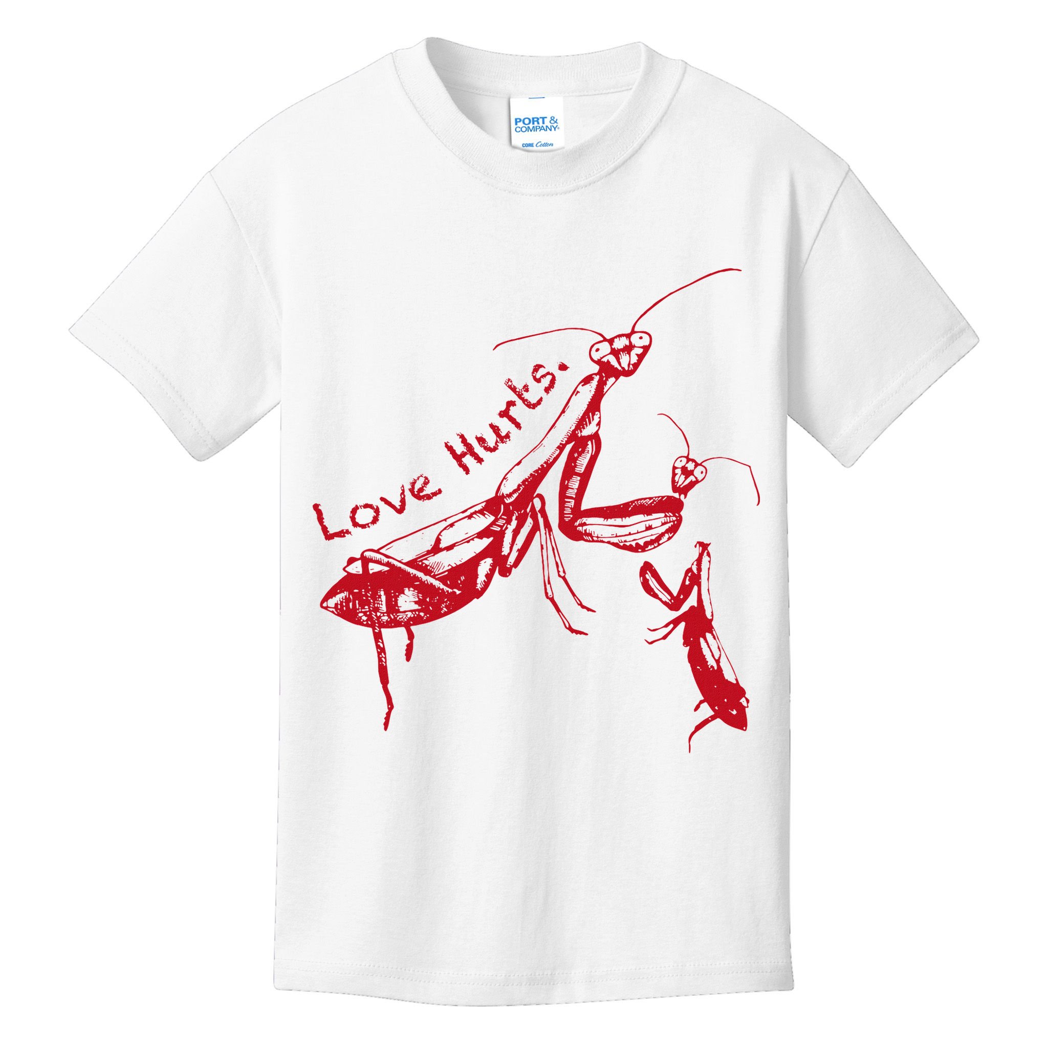 Funny Praying Mantis Retro Love Hurts Graphic Kids T-Shirt