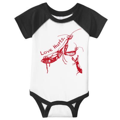 Funny Praying Mantis Retro Love Hurts Graphic Infant Baby Jersey Bodysuit