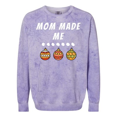 Family Party Mom Made Me Matching Christmas Outfits Ornament Colorblast Crewneck Sweatshirt