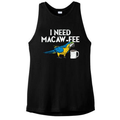 Funny Parrot Macaw And Coffee I Scarlet Macaw Owner Ladies PosiCharge Tri-Blend Wicking Tank