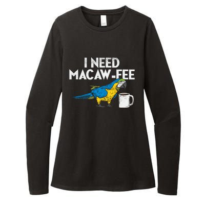 Funny Parrot Macaw And Coffee I Scarlet Macaw Owner Womens CVC Long Sleeve Shirt