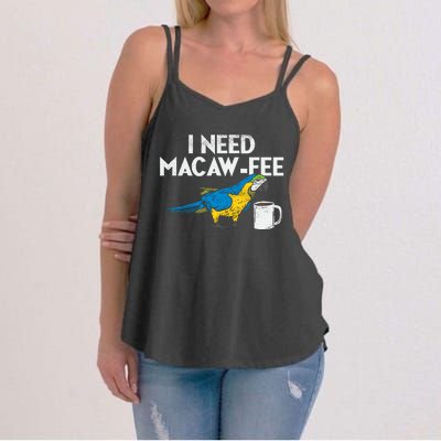 Funny Parrot Macaw And Coffee I Scarlet Macaw Owner Women's Strappy Tank