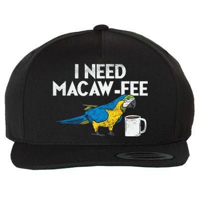 Funny Parrot Macaw And Coffee I Scarlet Macaw Owner Wool Snapback Cap