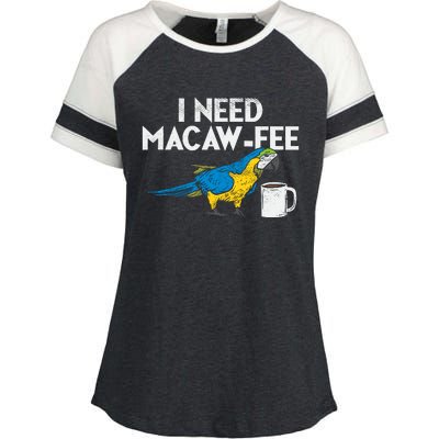 Funny Parrot Macaw And Coffee I Scarlet Macaw Owner Enza Ladies Jersey Colorblock Tee