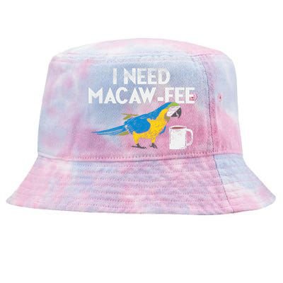 Funny Parrot Macaw And Coffee I Scarlet Macaw Owner Tie-Dyed Bucket Hat