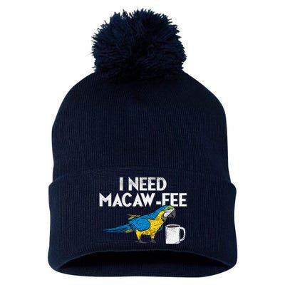 Funny Parrot Macaw And Coffee I Scarlet Macaw Owner Pom Pom 12in Knit Beanie