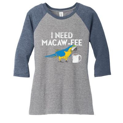 Funny Parrot Macaw And Coffee I Scarlet Macaw Owner Women's Tri-Blend 3/4-Sleeve Raglan Shirt