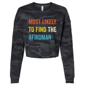 Funny Passover Most Likely To Find The Afikoman Matzah Matzo Cropped Pullover Crew