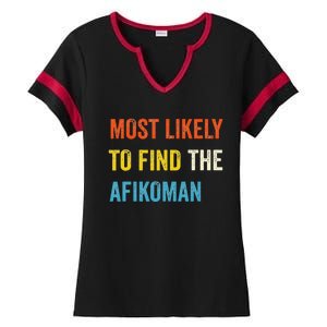 Funny Passover Most Likely To Find The Afikoman Matzah Matzo Ladies Halftime Notch Neck Tee