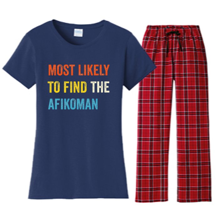 Funny Passover Most Likely To Find The Afikoman Matzah Matzo Women's Flannel Pajama Set