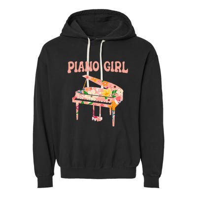 Funny Piano Music Instrument Musician Piano Girl Garment-Dyed Fleece Hoodie