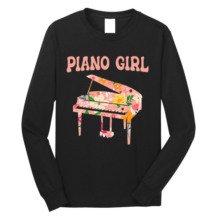 Funny Piano Music Instrument Musician Piano Girl Long Sleeve Shirt